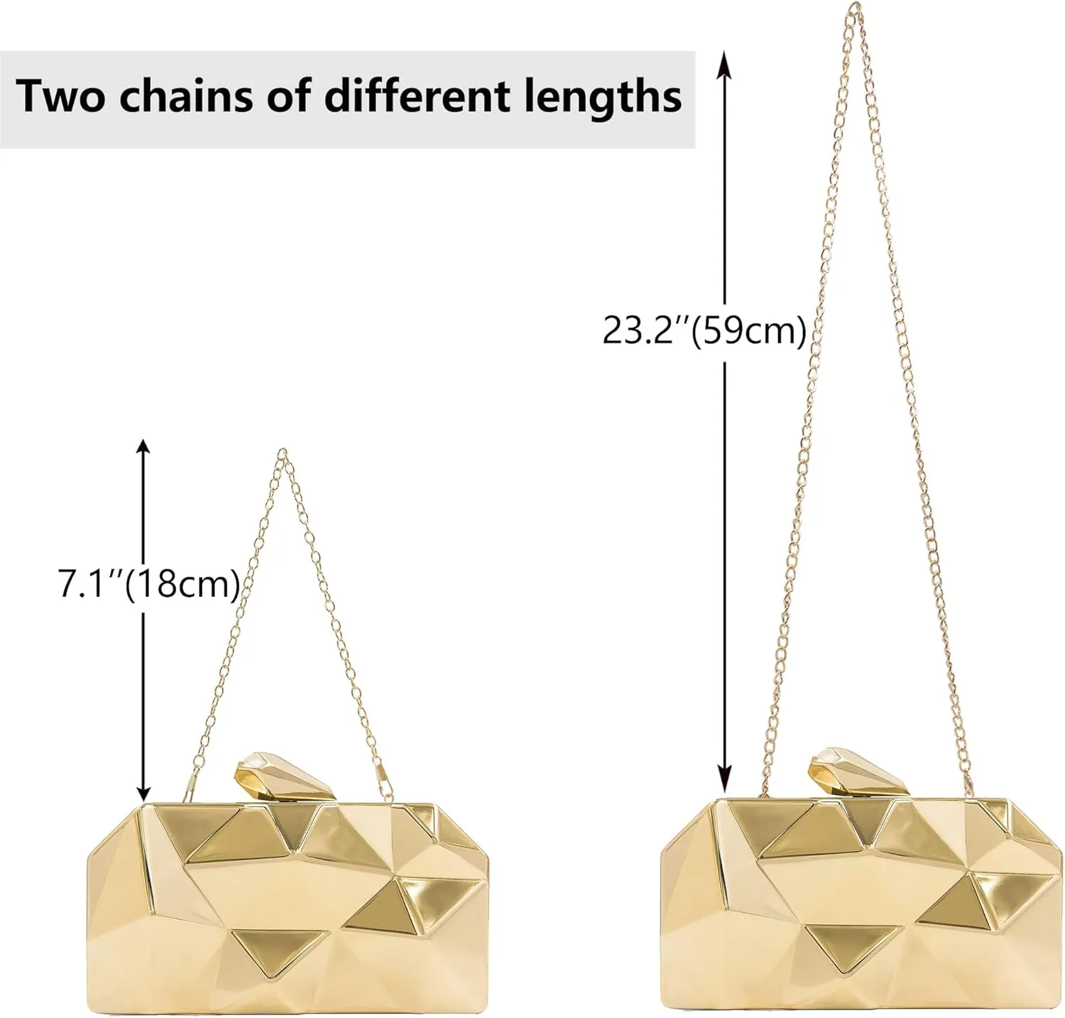 Milisente Women's Clutch Purses Metallic Bridal Party Geometric Evening Clutches Bags Cocktail Formal Handbags