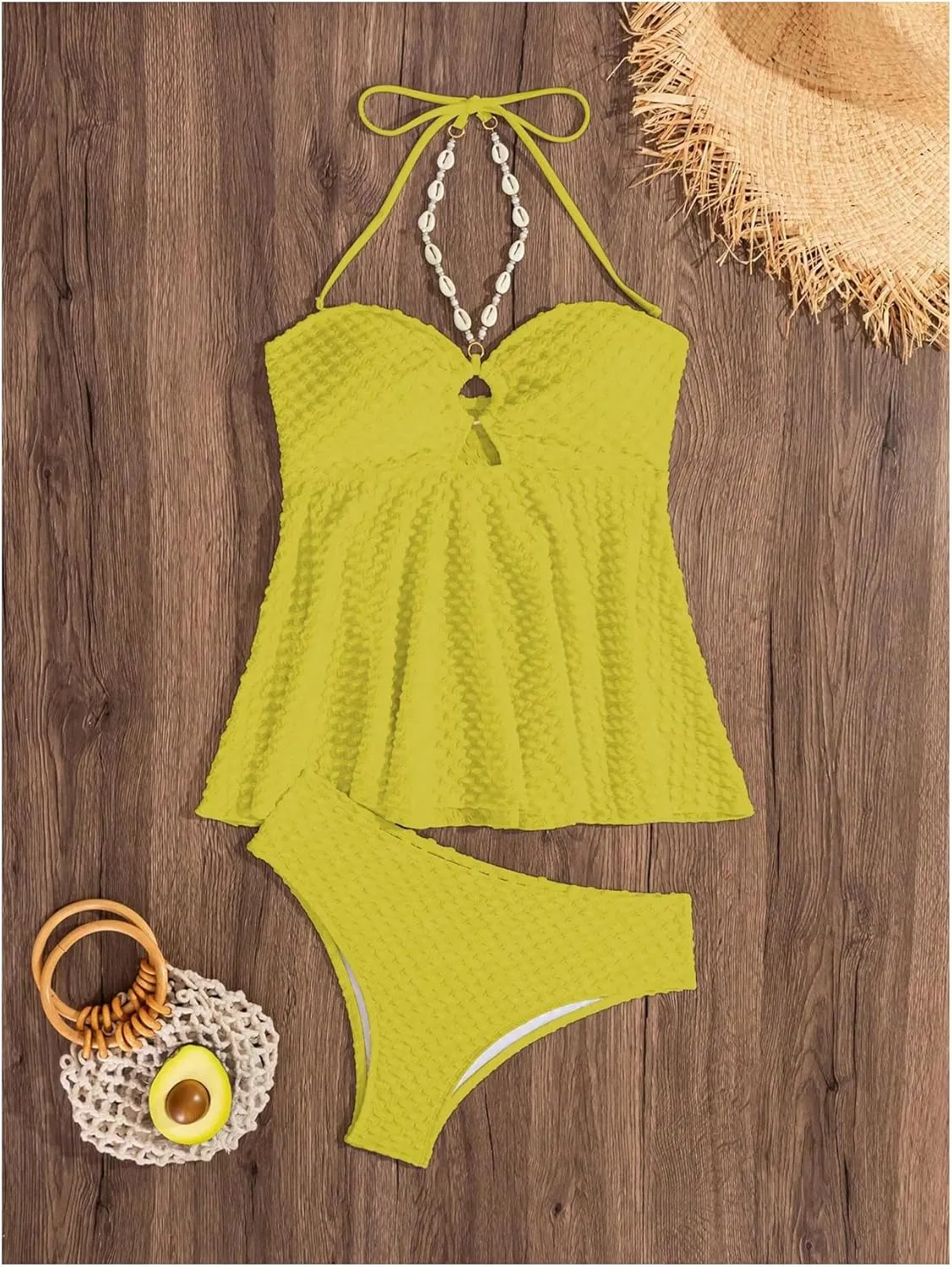 Milumia Women's Tankini Sets Two Piece Halter Cut Out Bathing Suits Tummy Control Swimsuit Flowy Swimwear