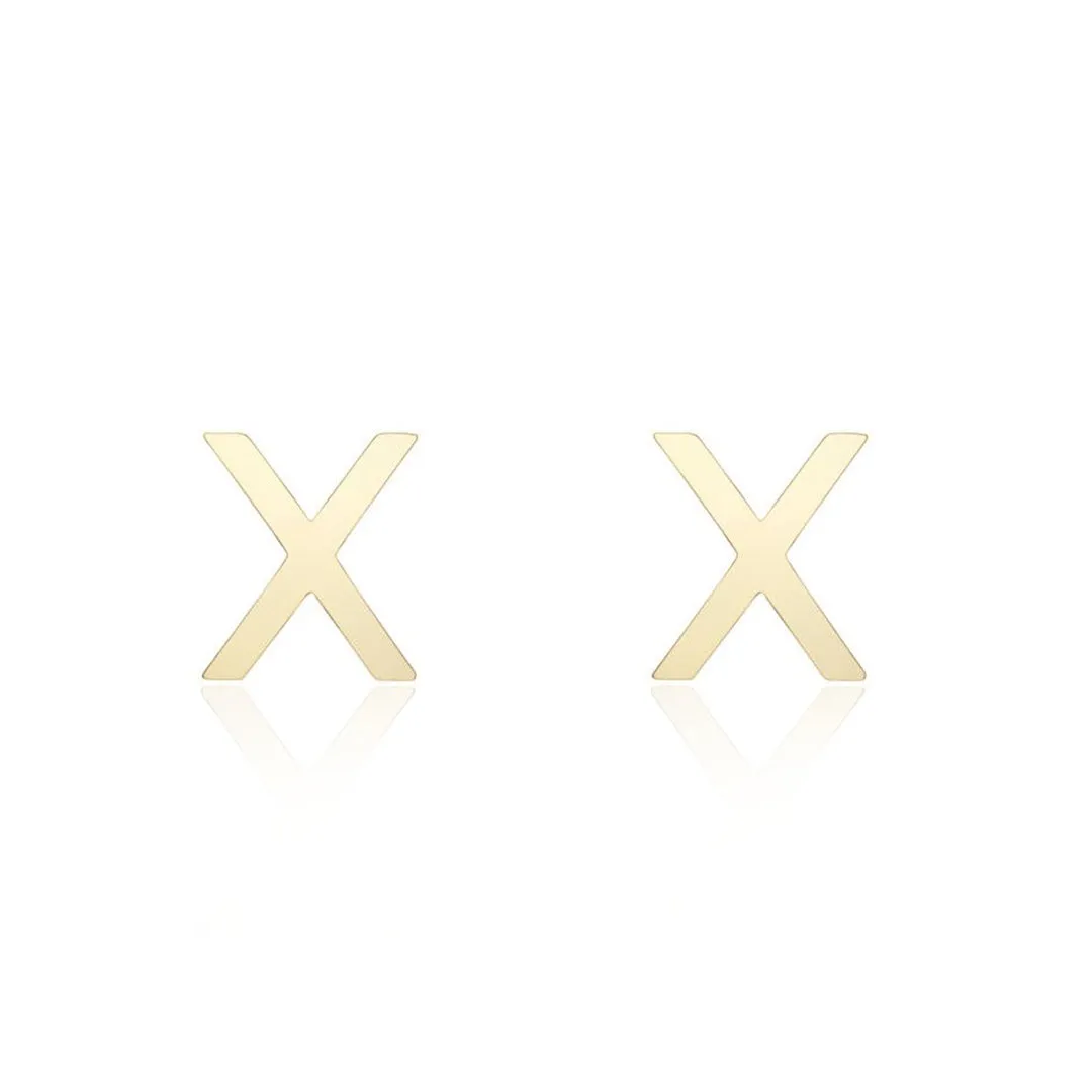 Mini Gold Initial Stud Earrings