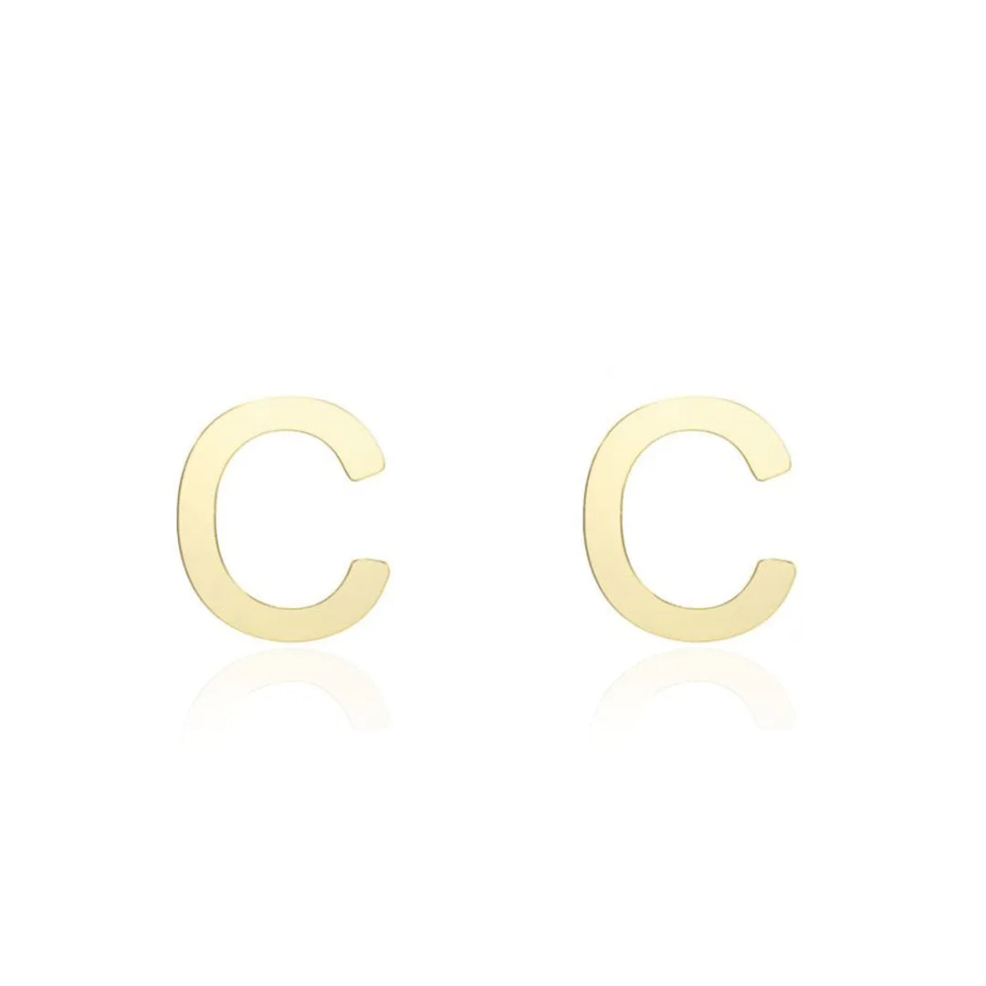 Mini Gold Initial Stud Earrings