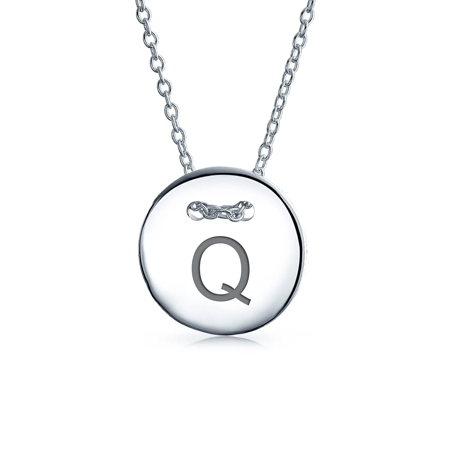 Minimalist Geometric Monogram Disc Pendant Necklace in Sterling Silver