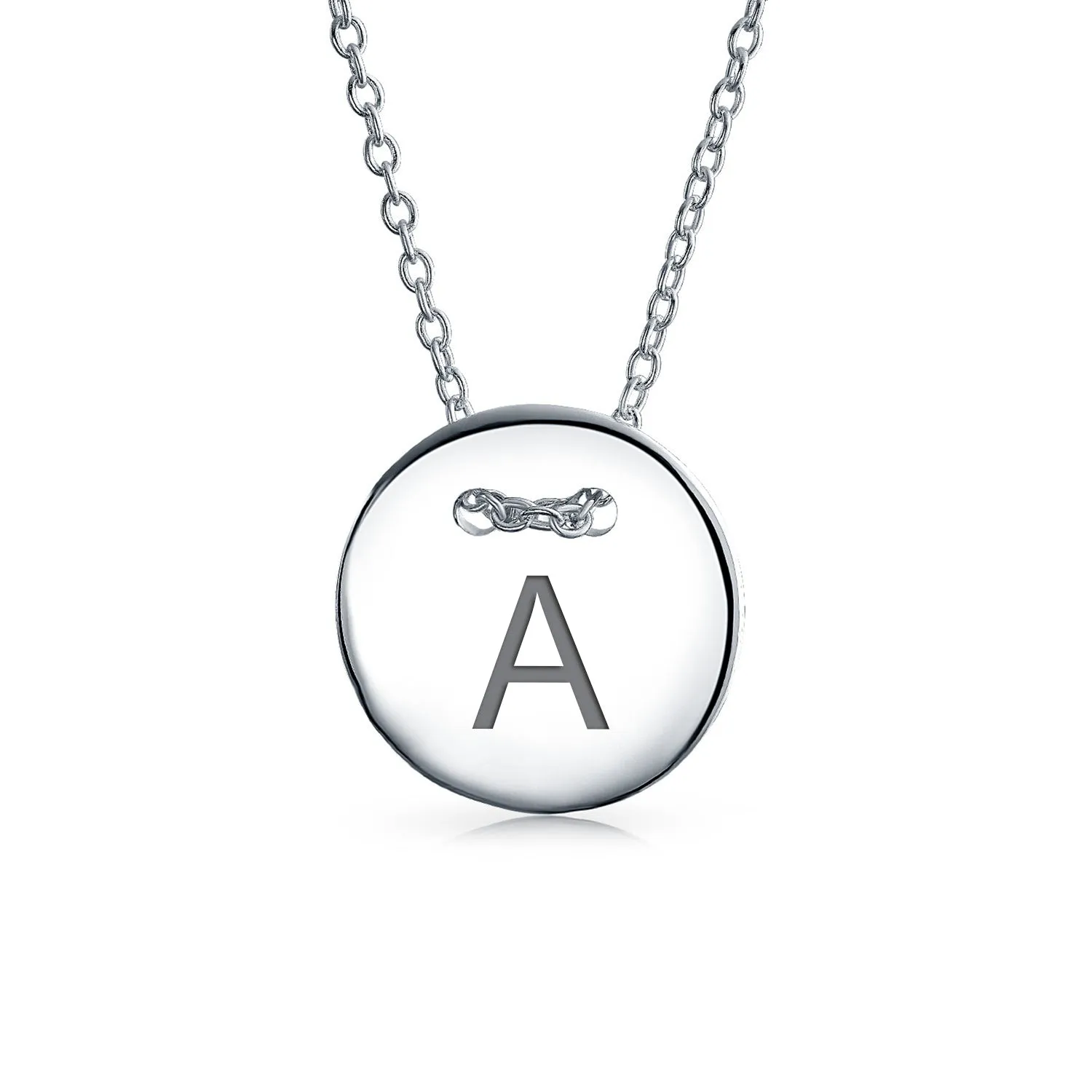 Minimalist Geometric Monogram Disc Pendant Necklace in Sterling Silver