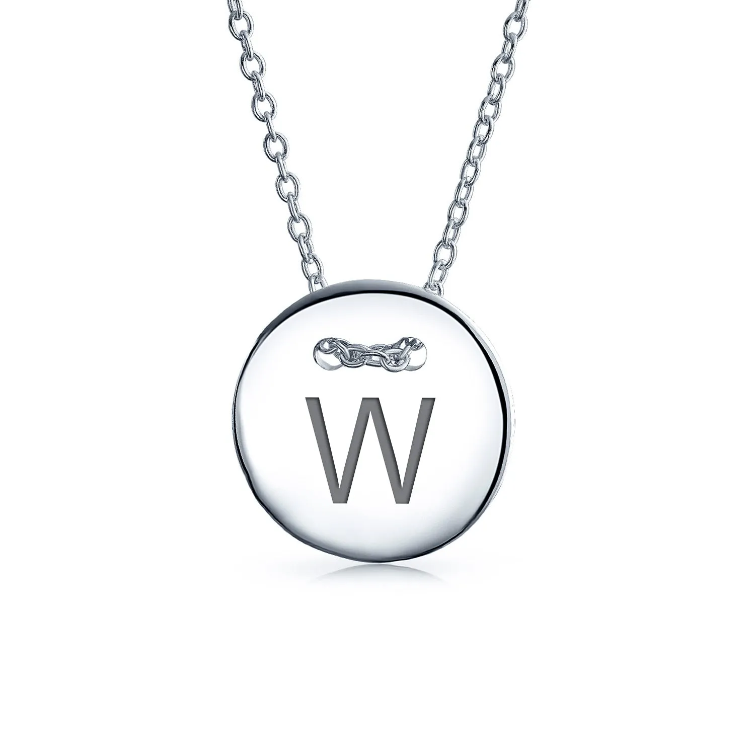 Minimalist Geometric Monogram Disc Pendant Necklace in Sterling Silver