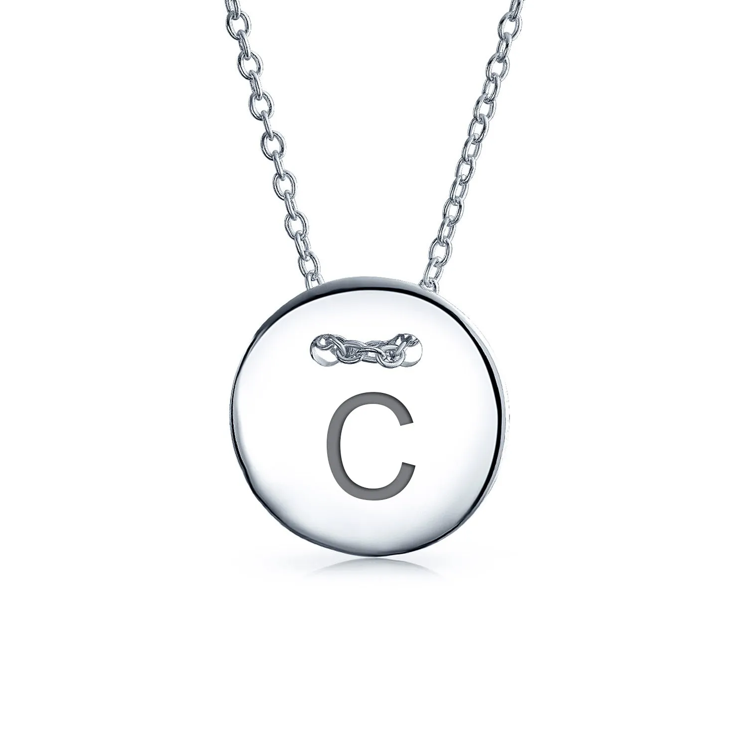 Minimalist Geometric Monogram Disc Pendant Necklace in Sterling Silver