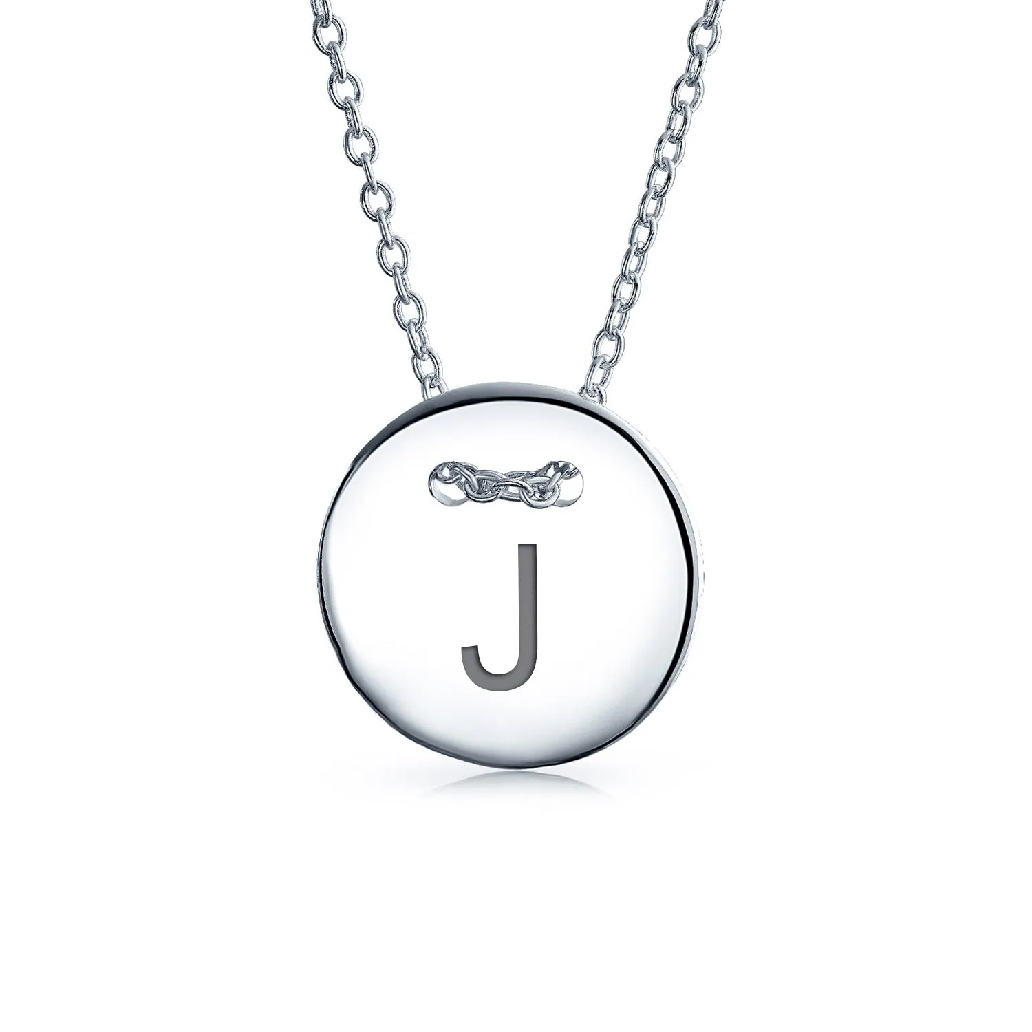 Minimalist Geometric Monogram Disc Pendant Necklace in Sterling Silver