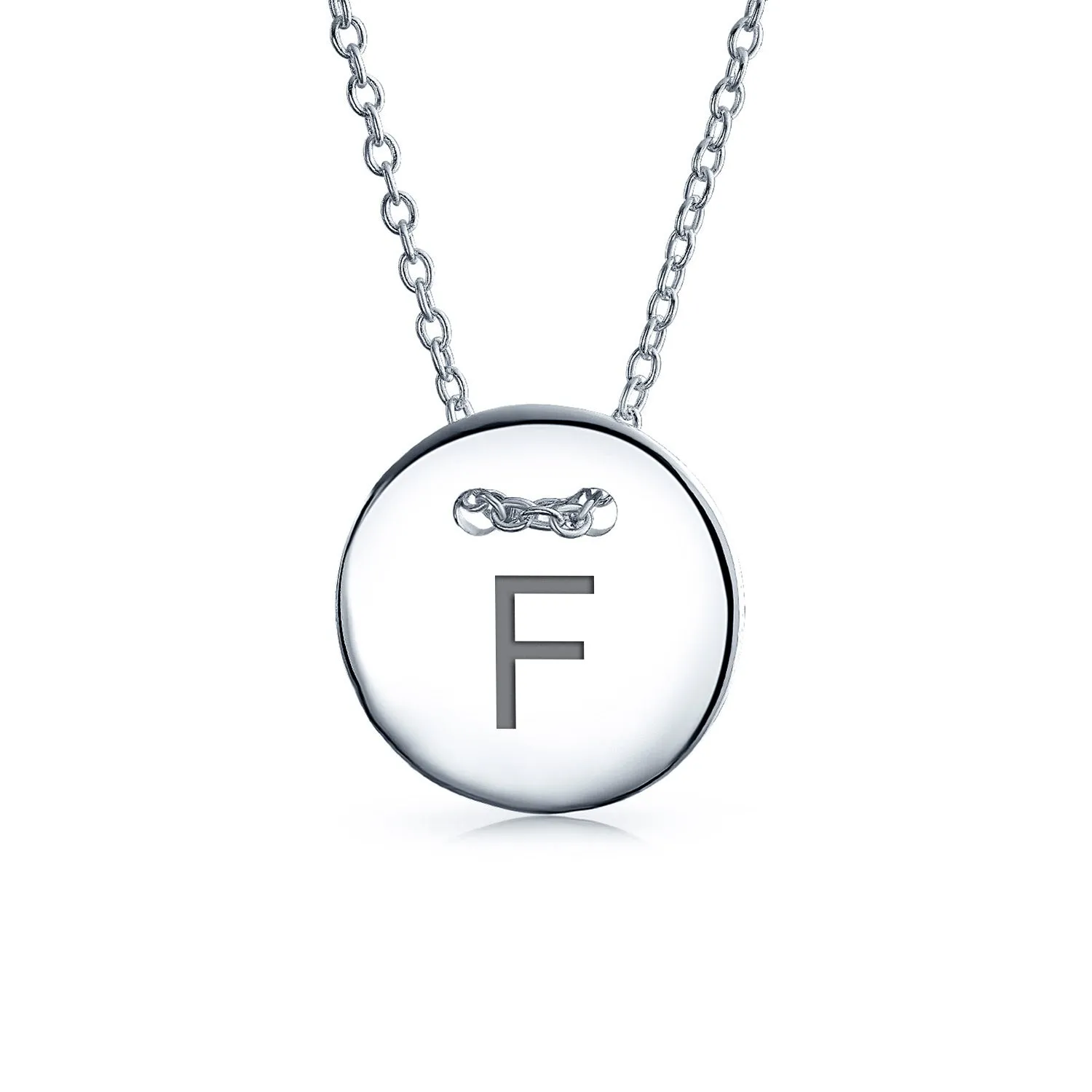 Minimalist Geometric Monogram Disc Pendant Necklace in Sterling Silver