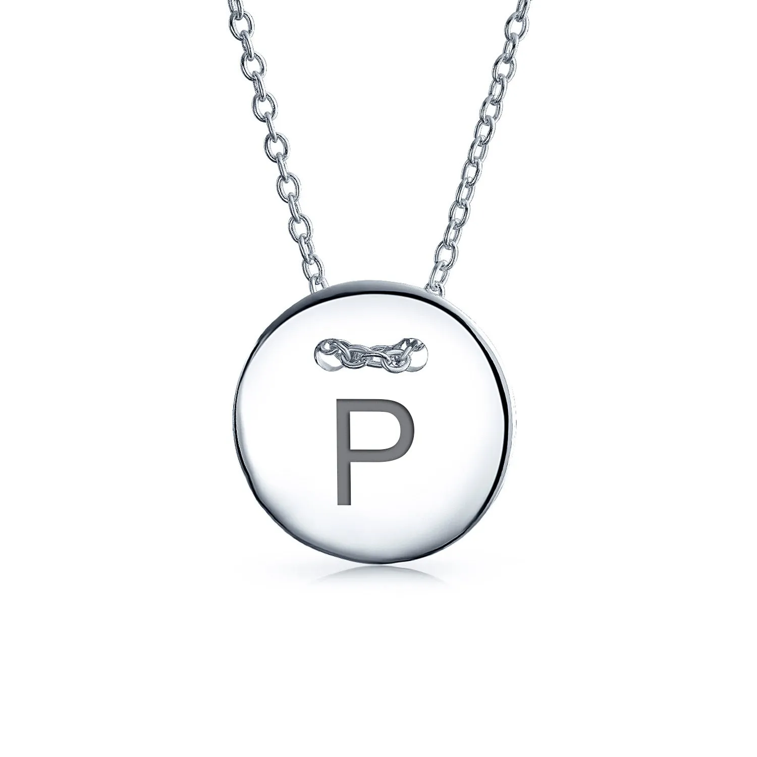 Minimalist Geometric Monogram Disc Pendant Necklace in Sterling Silver