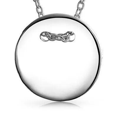 Minimalist Geometric Monogram Disc Pendant Necklace in Sterling Silver