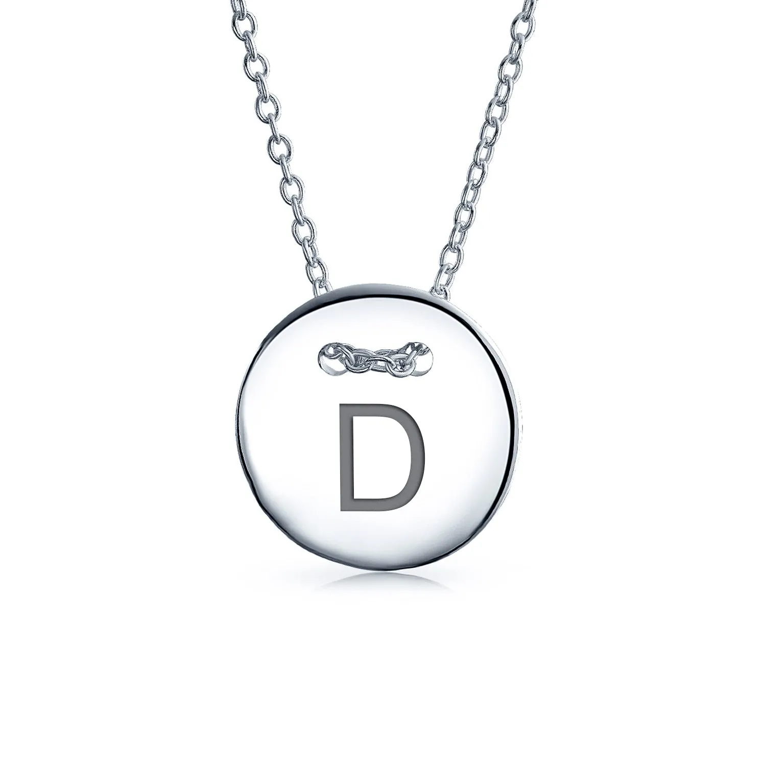 Minimalist Geometric Monogram Disc Pendant Necklace in Sterling Silver