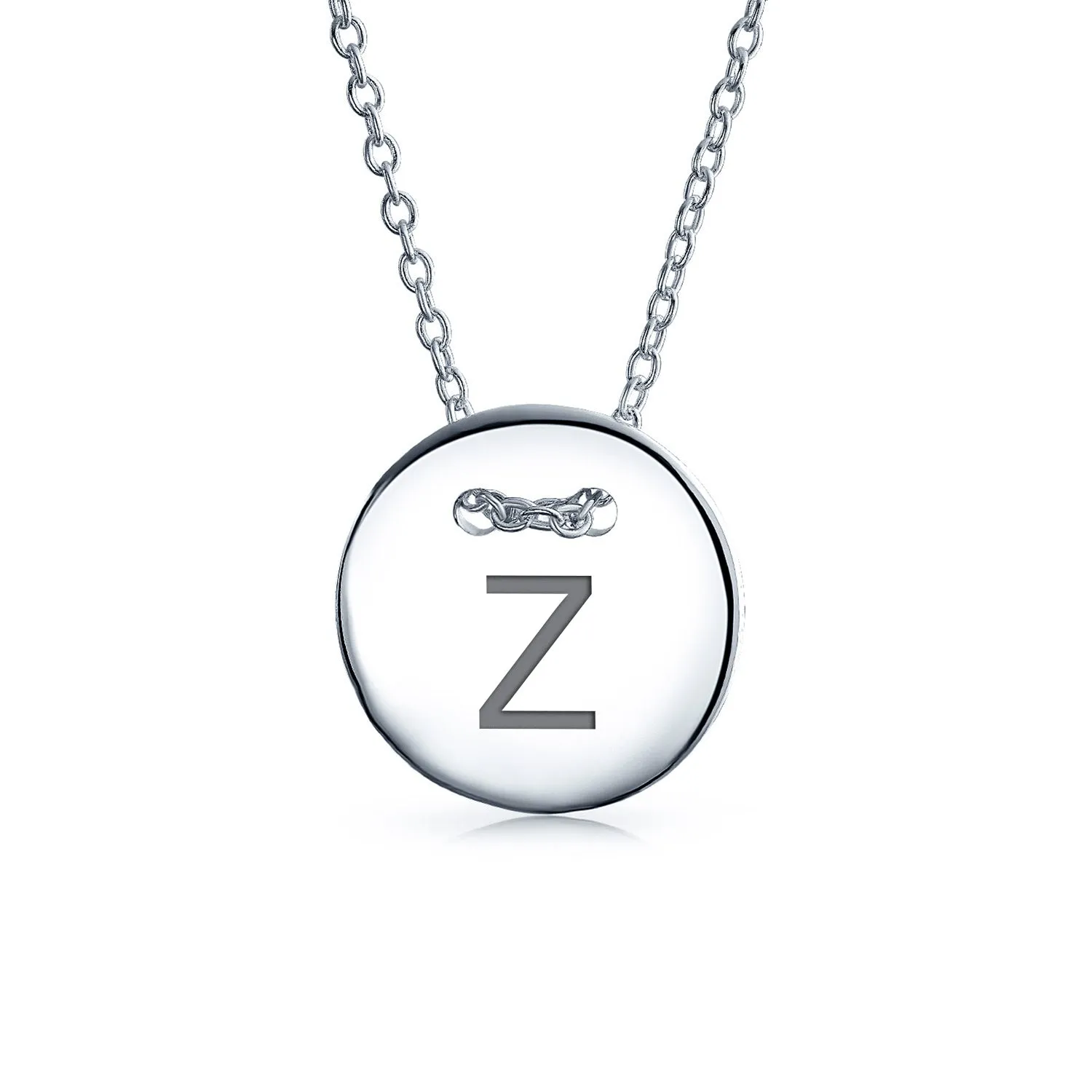 Minimalist Geometric Monogram Disc Pendant Necklace in Sterling Silver