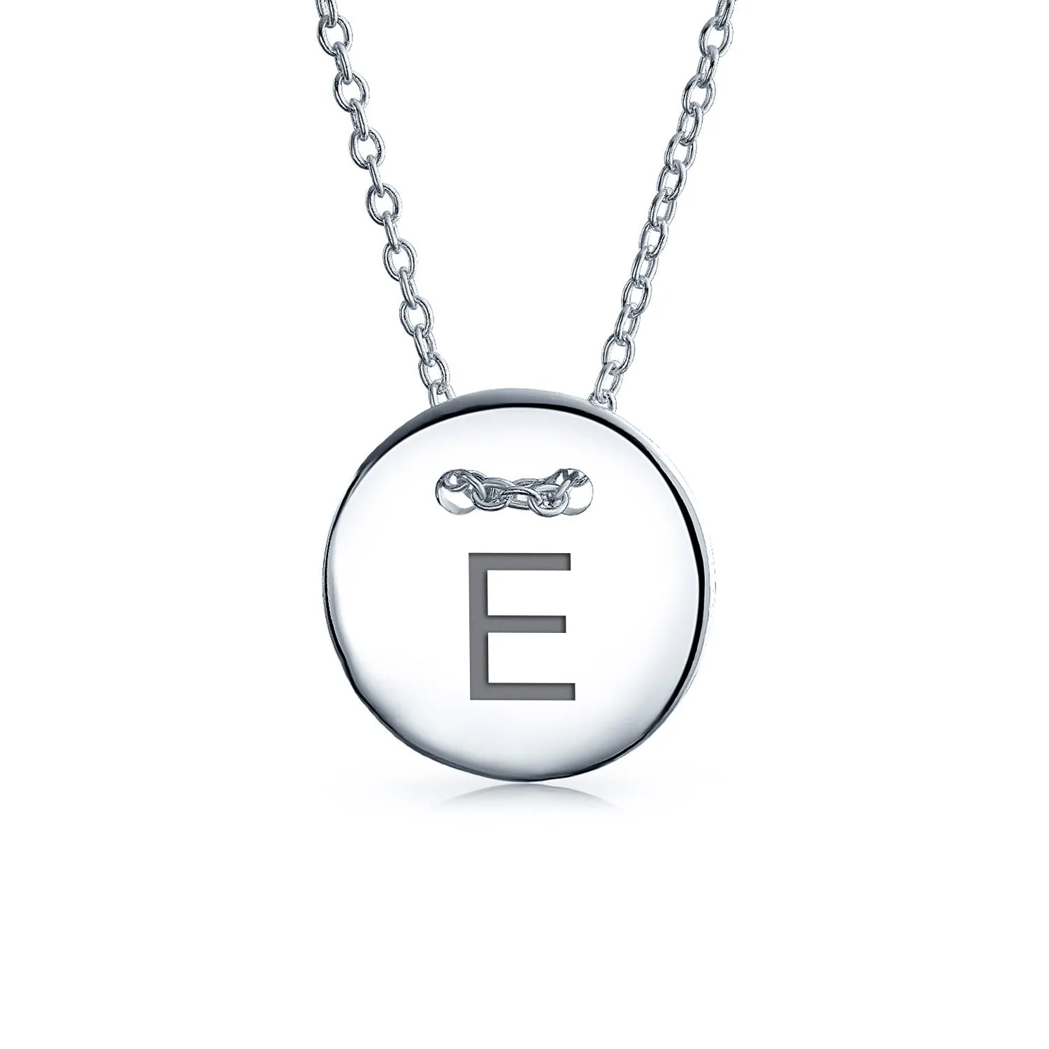Minimalist Geometric Monogram Disc Pendant Necklace in Sterling Silver