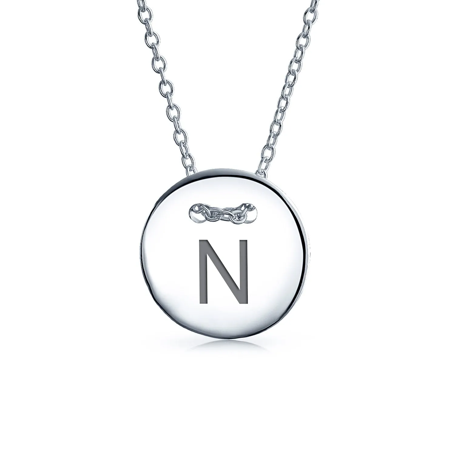 Minimalist Geometric Monogram Disc Pendant Necklace in Sterling Silver