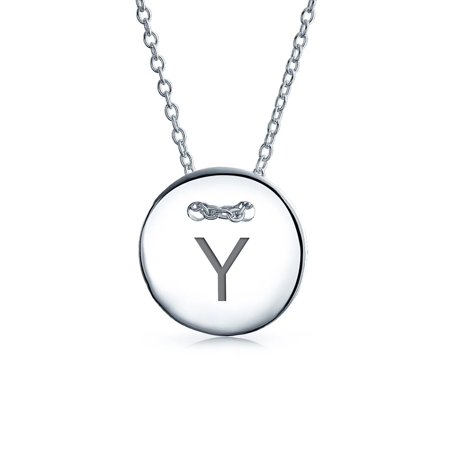 Minimalist Geometric Monogram Disc Pendant Necklace in Sterling Silver