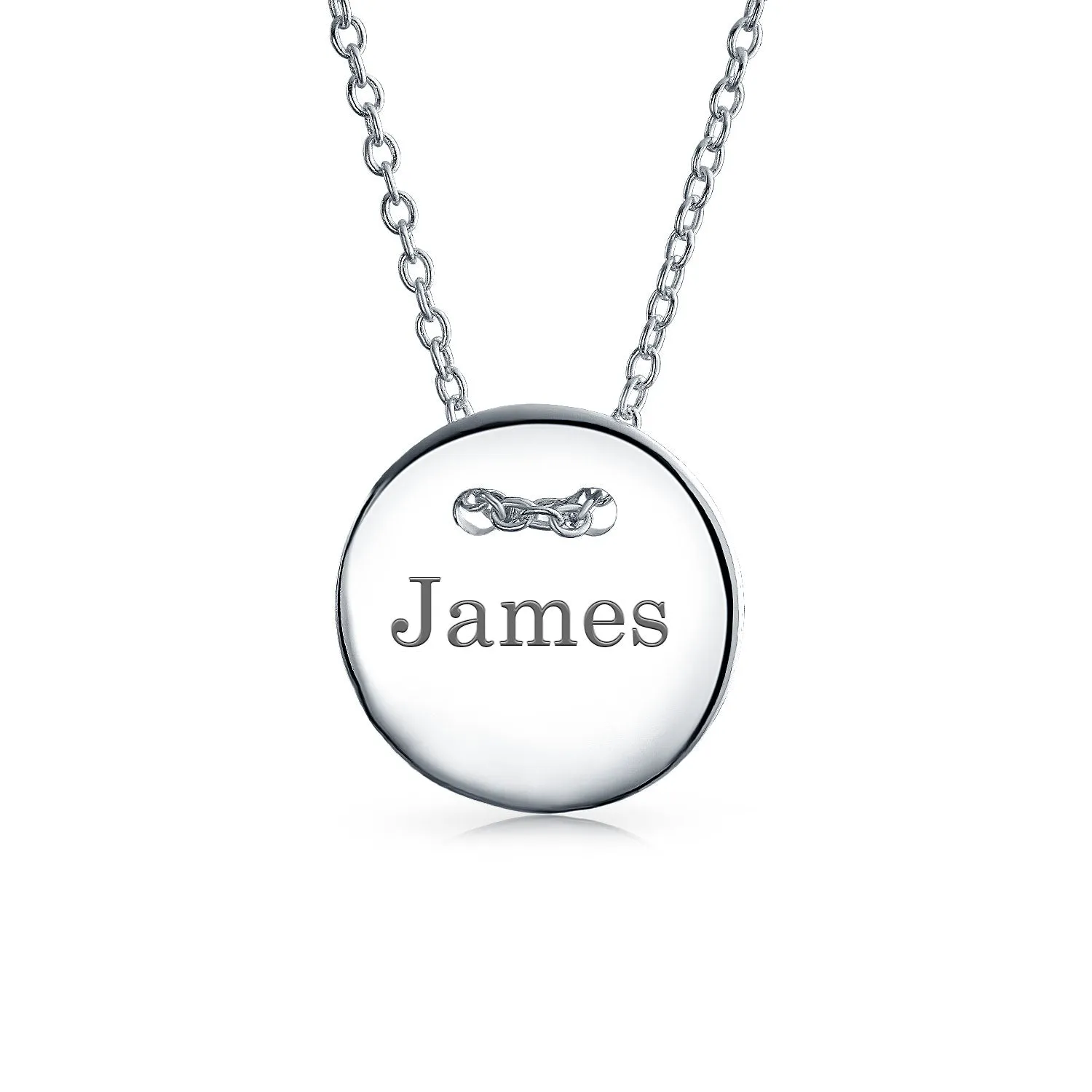Minimalist Geometric Monogram Disc Pendant Necklace in Sterling Silver