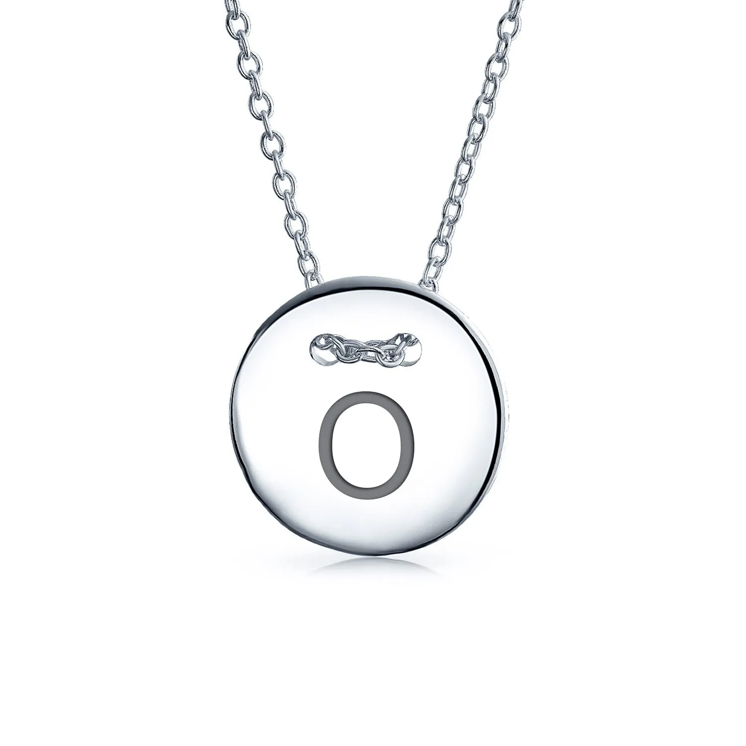 Minimalist Geometric Monogram Disc Pendant Necklace in Sterling Silver