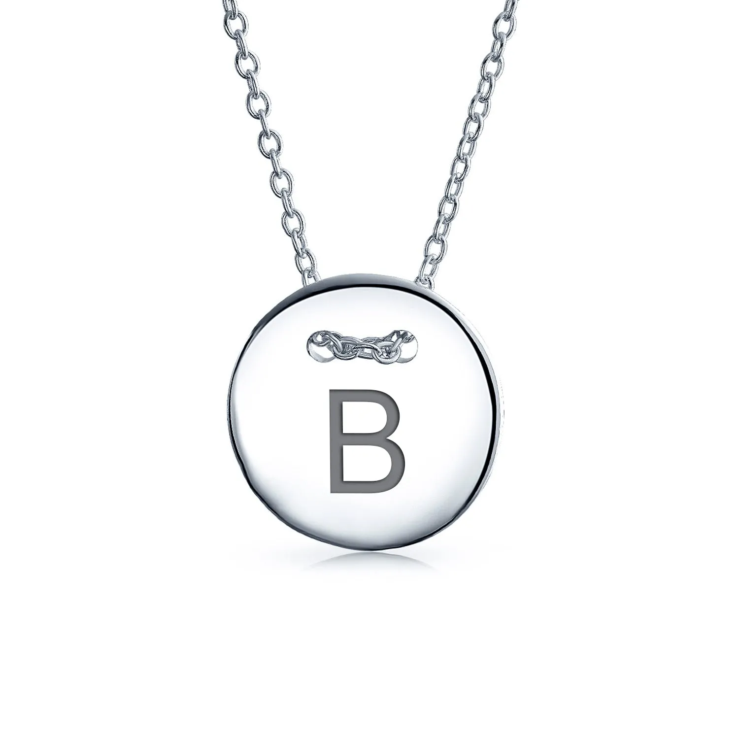 Minimalist Geometric Monogram Disc Pendant Necklace in Sterling Silver