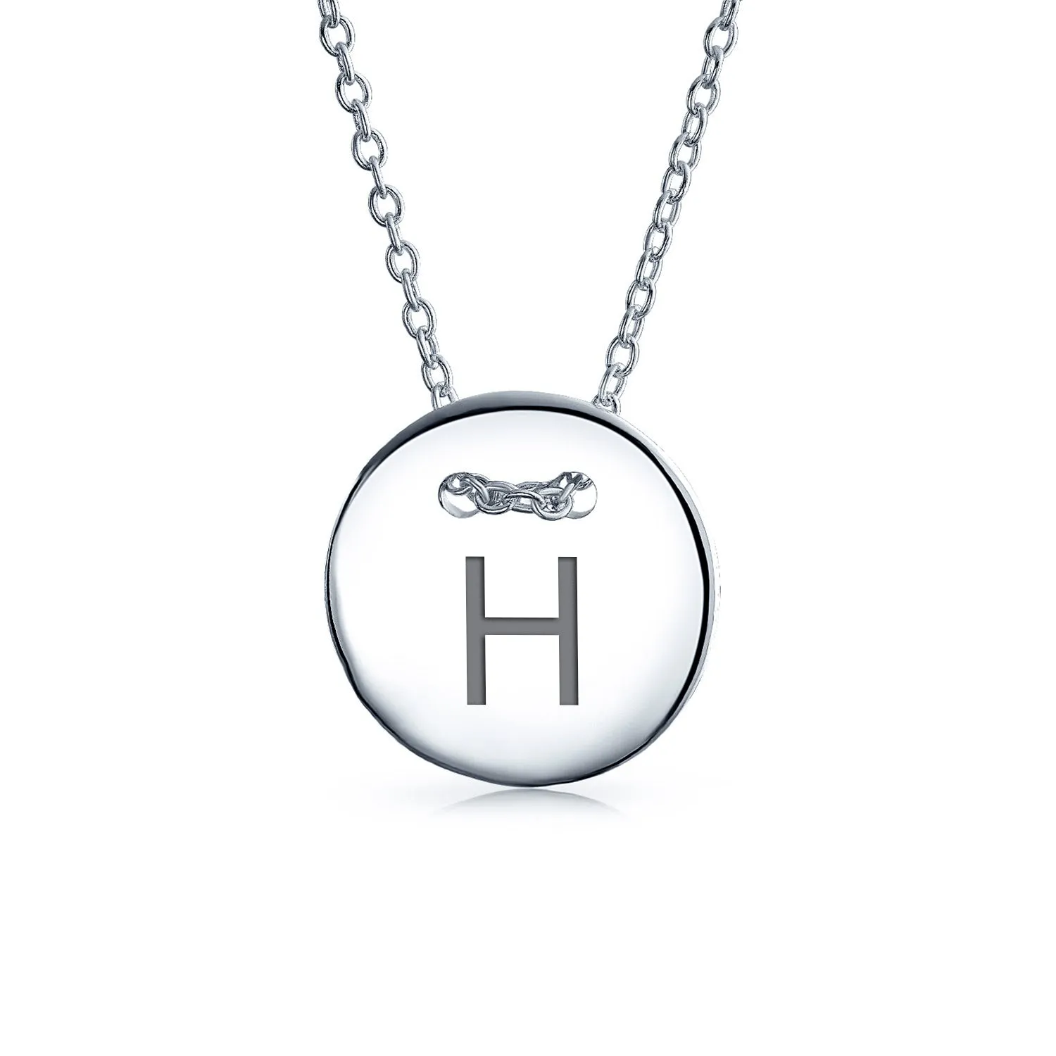 Minimalist Geometric Monogram Disc Pendant Necklace in Sterling Silver