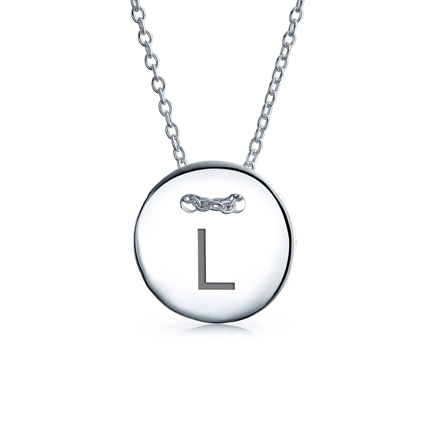 Minimalist Geometric Monogram Disc Pendant Necklace in Sterling Silver