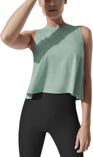 Mippo Crop Tops for Women Womens Workout Tops Flowy Cropped Tank Tops Athletic Shirts