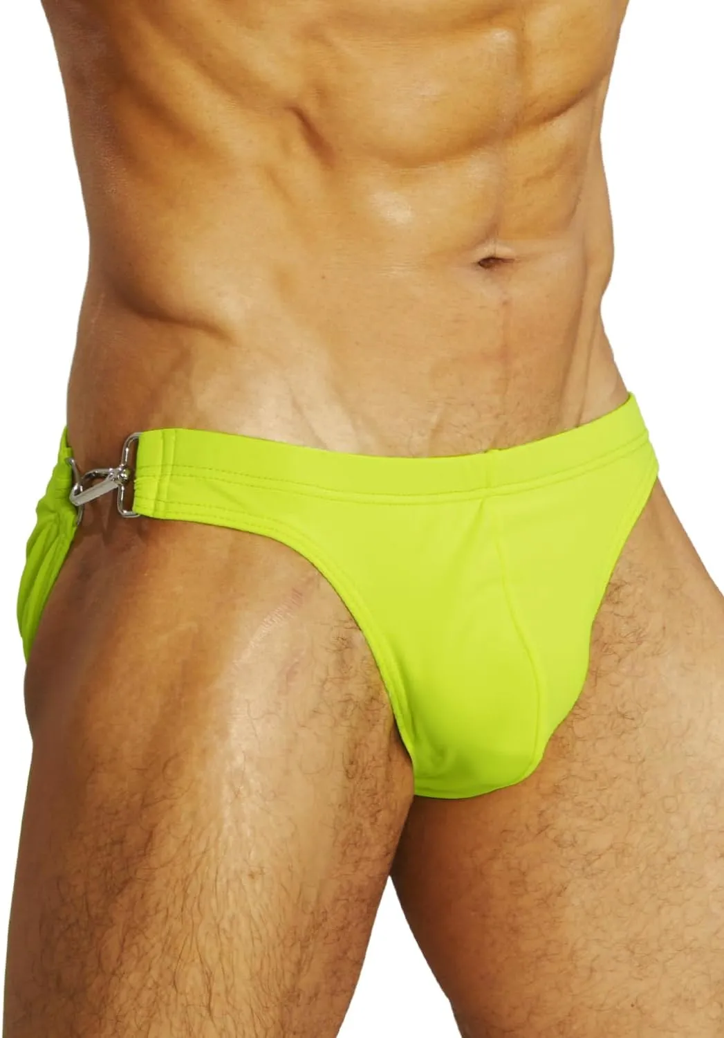 MIZOK Men's Sexy Swim Briefs Low Rise Bikini Swimsuit with Buckle Ring