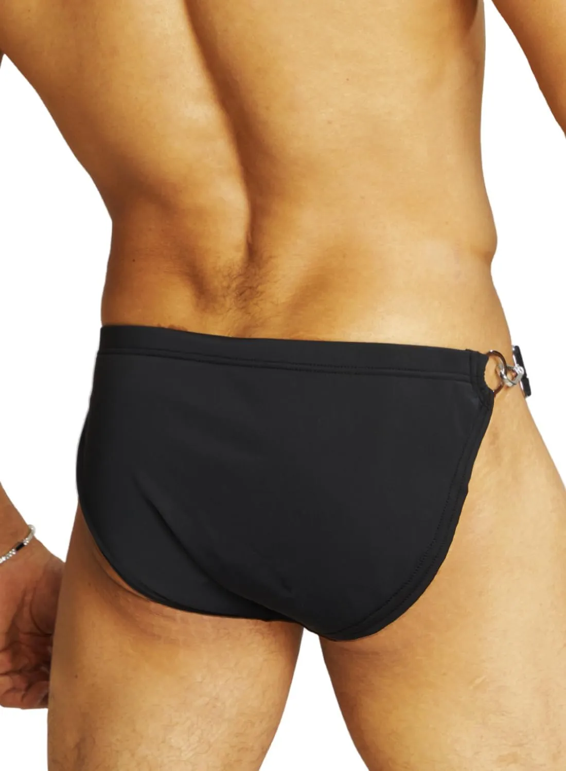 MIZOK Men's Sexy Swim Briefs Low Rise Bikini Swimsuit with Buckle Ring