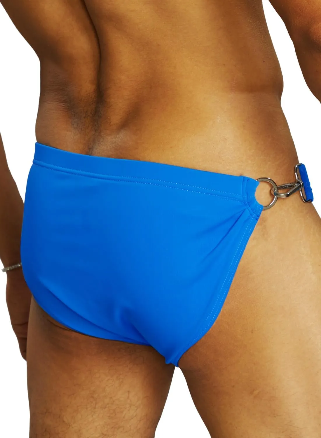 MIZOK Men's Sexy Swim Briefs Low Rise Bikini Swimsuit with Buckle Ring