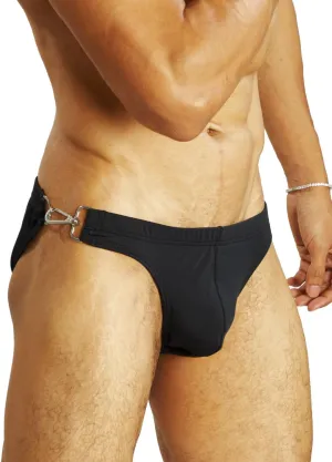 MIZOK Men's Sexy Swim Briefs Low Rise Bikini Swimsuit with Buckle Ring