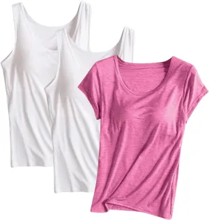 Modal Tanks for Women 3 Pc Crewneck Soft Smooth Tank Tops Undershirts Fashion Solid Color Classic Comfy Shirt