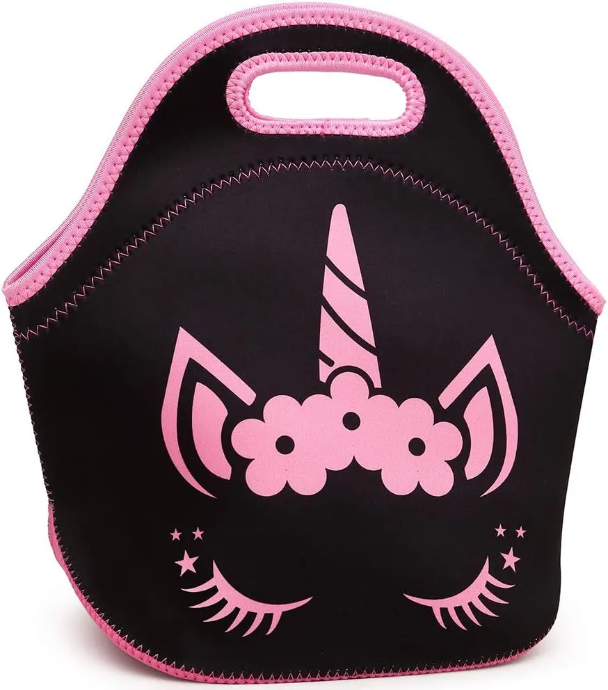 Moonmo Cute Unicorn Face Diamond Sequins Waterproof Princess School Backpack Set Girls Book Bag