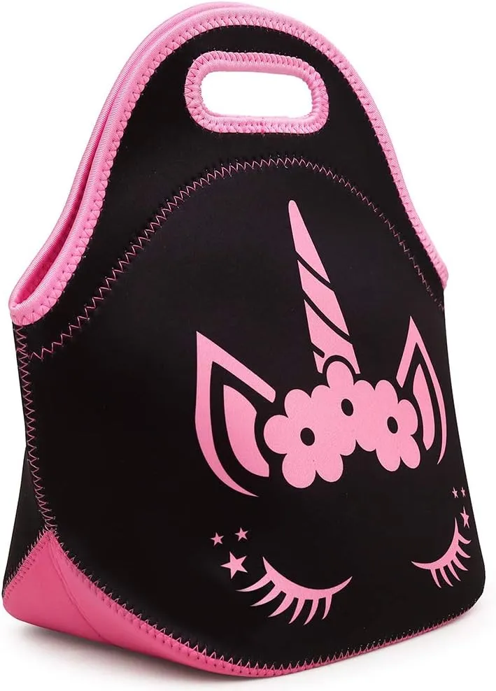 Moonmo Cute Unicorn Face Diamond Sequins Waterproof Princess School Backpack Set Girls Book Bag