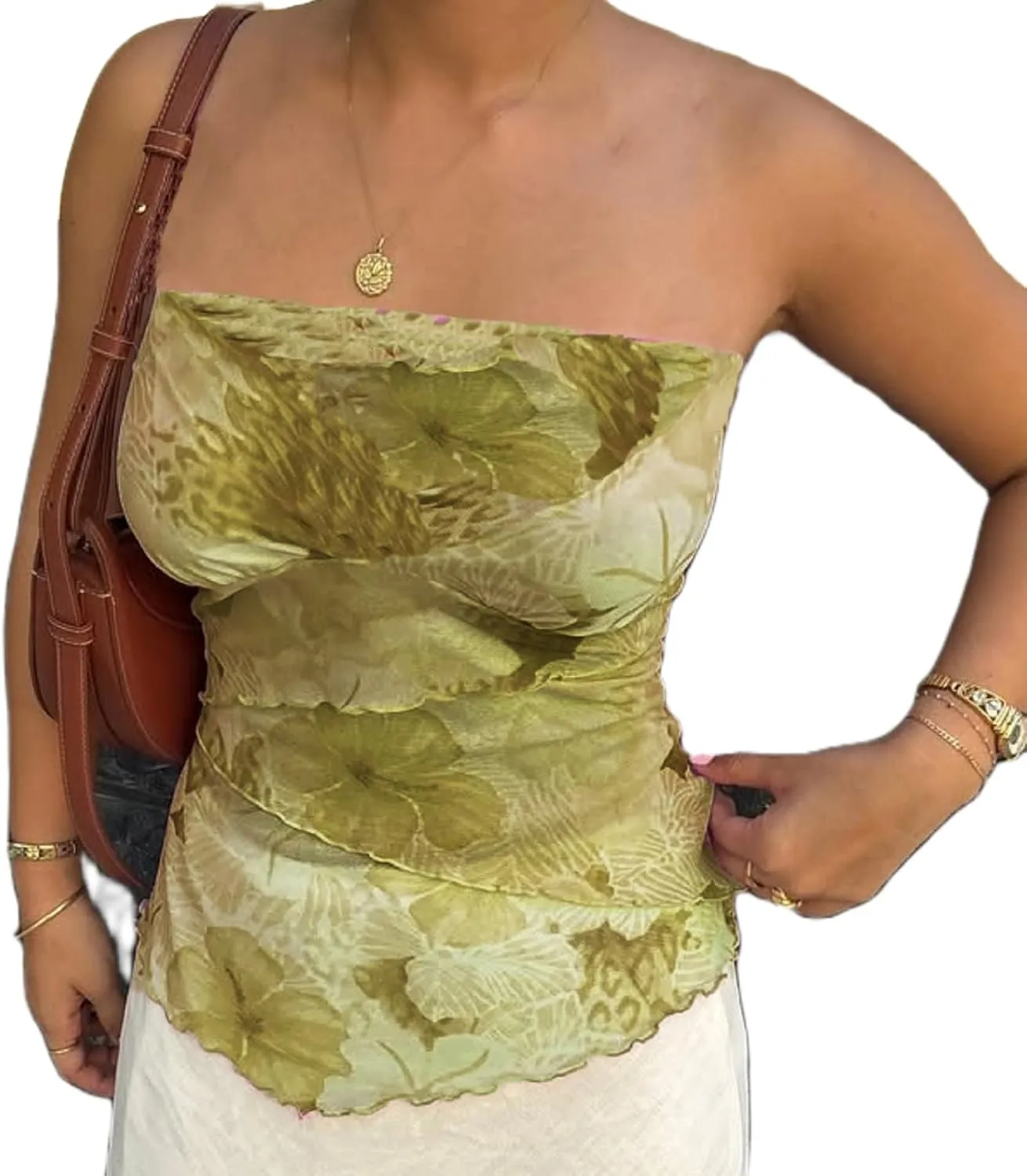 Muineobuka Women Y2k Floral Tube Tops Flower Print Strapless Sleeveless Bandeau Tops Summer Going Out Cropped Tube Tops