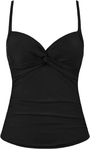 Mycoco V Neck Tankini Tops for Women Swimwear Tummy Control Swim Tops Ruched Padded Bathing Suit Tops