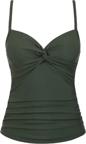 Mycoco V Neck Tankini Tops for Women Swimwear Tummy Control Swim Tops Ruched Padded Bathing Suit Tops