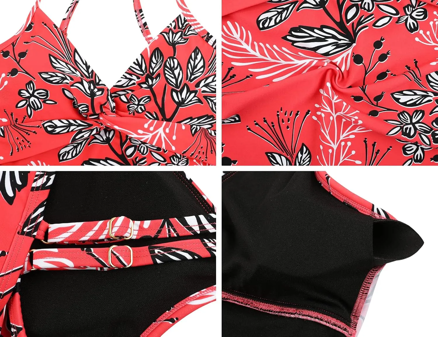 Mycoco V Neck Tankini Tops for Women Swimwear Tummy Control Swim Tops Ruched Padded Bathing Suit Tops
