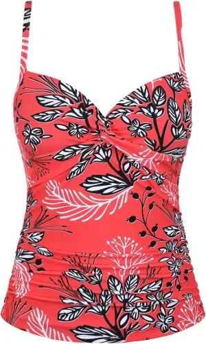 Mycoco V Neck Tankini Tops for Women Swimwear Tummy Control Swim Tops Ruched Padded Bathing Suit Tops