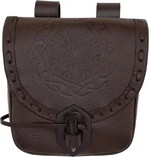 Mythrojan Viking Leather Belt Bag - Medieval & Renaissance Costume Accessories - LARP Waist Bag - Cosplay Coin Purse - Antique Vintage Coin Pouch