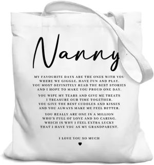 Nanny Gifts Tote Bag, Nanny Gifts for Grandma, Grandma Tote Bag, Gifts for Grandma, Grandma Gifts from Grandkids, Grandma Christmas Birthday Gifts, Grocery Bags Reusable Shopping Bags