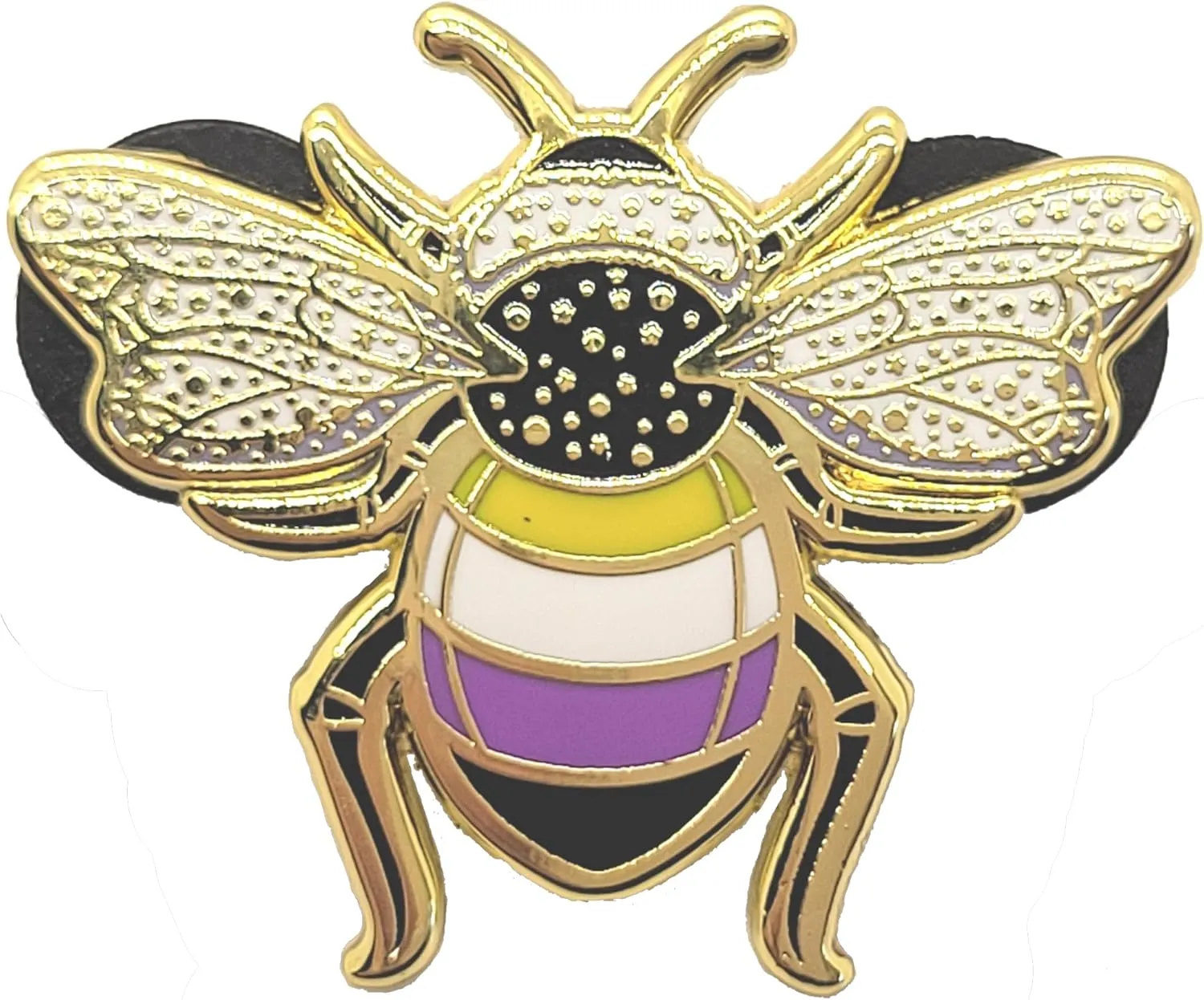 Nonbinary Pride Bee Enamel Pin in Enby LGBT  Flag Colors | Pride Jewelry