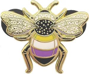 Nonbinary Pride Bee Enamel Pin in Enby LGBT  Flag Colors | Pride Jewelry