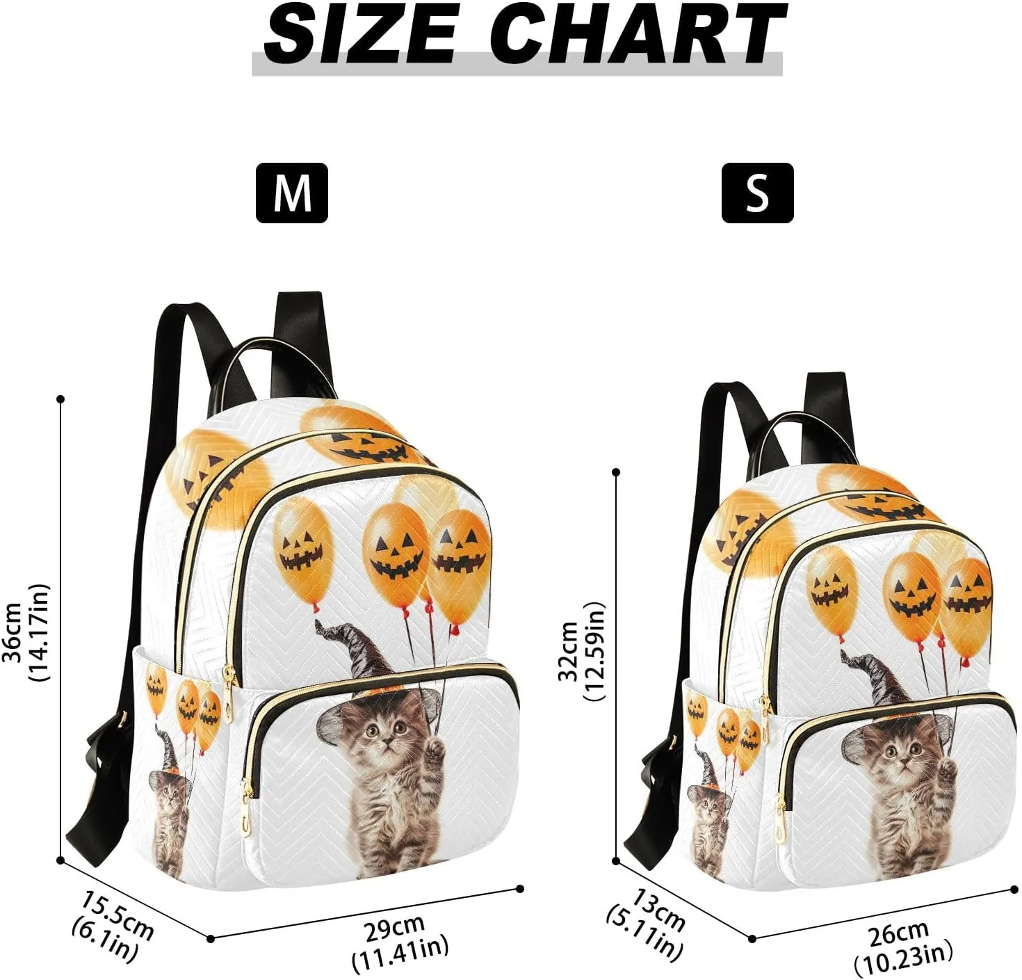 ODAWA Cat Cute Halloween Theme Quilted Backpacks Womens Backpack Purses Travel Backpack