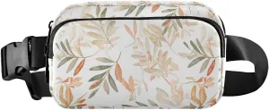 Olive Branch Leaves White Fanny Packs for Women Men Crossbody Bags Everywhere Belt Bag with Adjustable Strap Fashion Waist Pack for Travel Running Daily