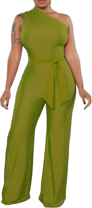 One Piece Jumpsuits for Women Casual Wide Leg Pants Set Holiday Outfits Sexy Romper Clubwear with Belt