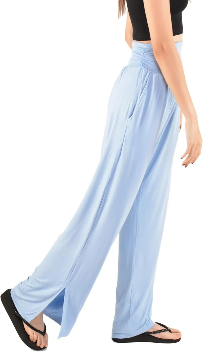 Orient Trail Women's Wide Leg Yoga Pants High Waist Casual Slit Leg Lounge Sweatpants with Pockets Oversized Plus Sizes