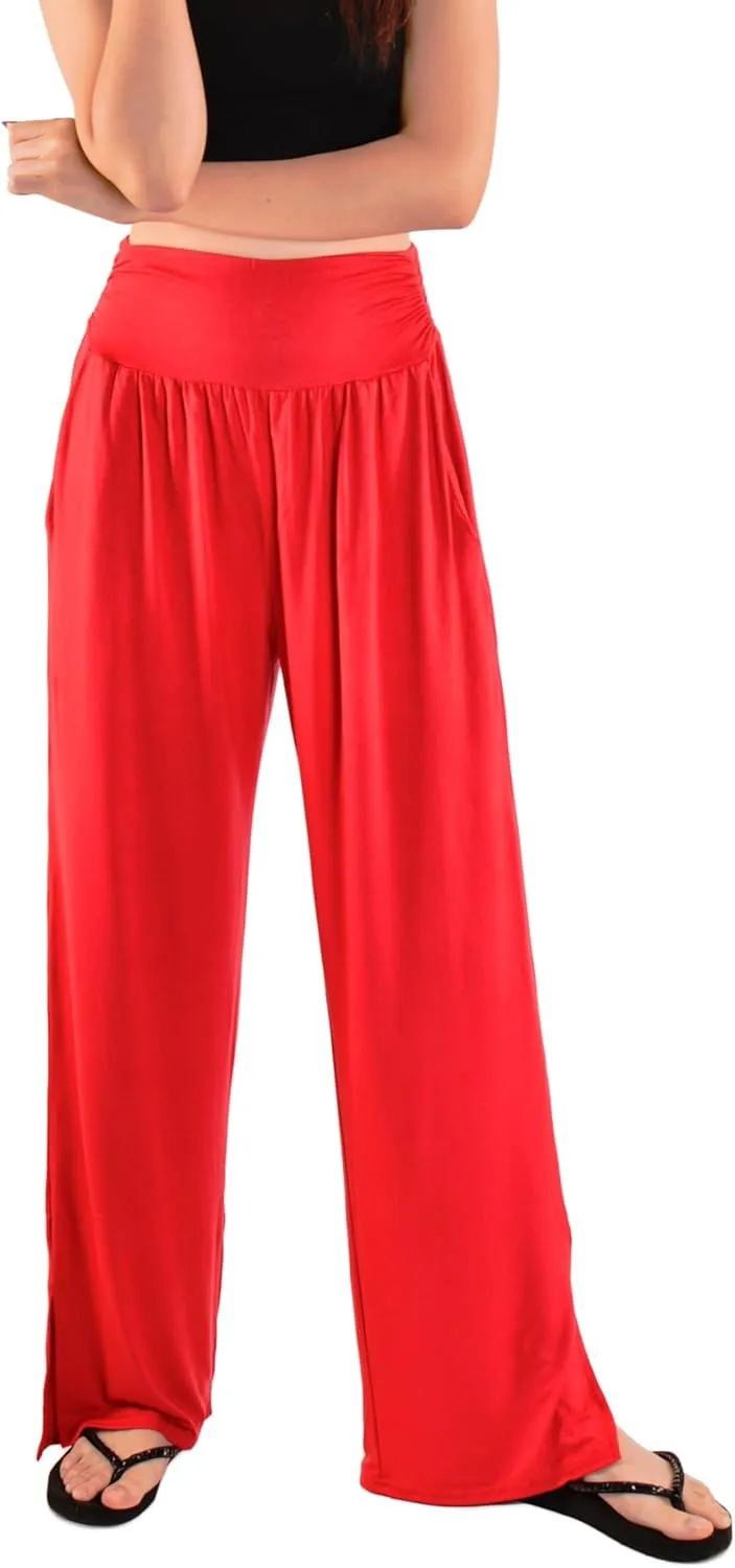 Orient Trail Women's Wide Leg Yoga Pants High Waist Casual Slit Leg Lounge Sweatpants with Pockets Oversized Plus Sizes