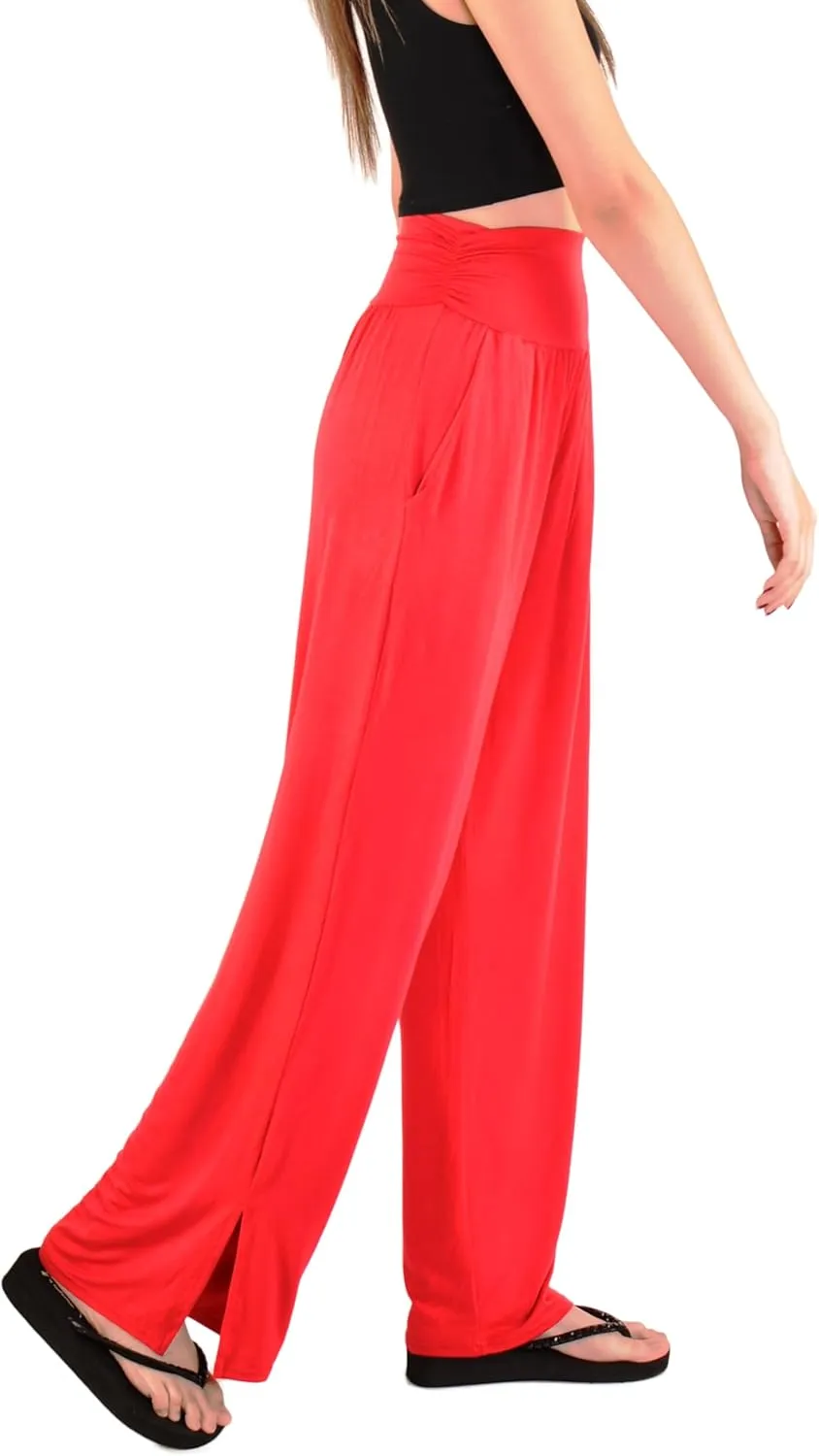 Orient Trail Women's Wide Leg Yoga Pants High Waist Casual Slit Leg Lounge Sweatpants with Pockets Oversized Plus Sizes
