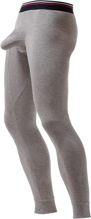 Ouruikia Men's Thermal Underwear Pants Thermal Bottoms Long Johns Bottoms with Separate Pouch