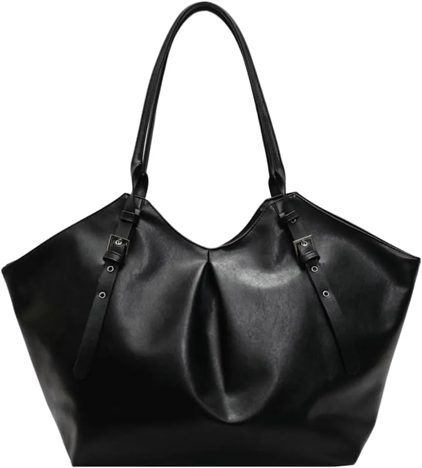 Oversized PU Leather Tote Bag for Women Large Ladies Bucket Handbags Weekender Purse Soft Travel Shopping Bag 2025
