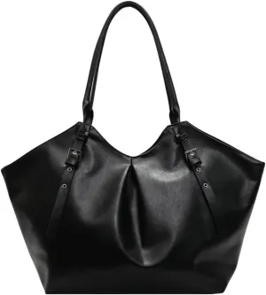 Oversized PU Leather Tote Bag for Women Large Ladies Bucket Handbags Weekender Purse Soft Travel Shopping Bag 2025