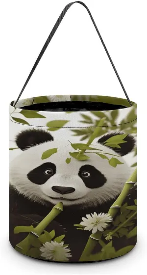 Panda Halloween Tote Candy Bag Candy Basket Candy Bucket Gift Bag for Halloween Party