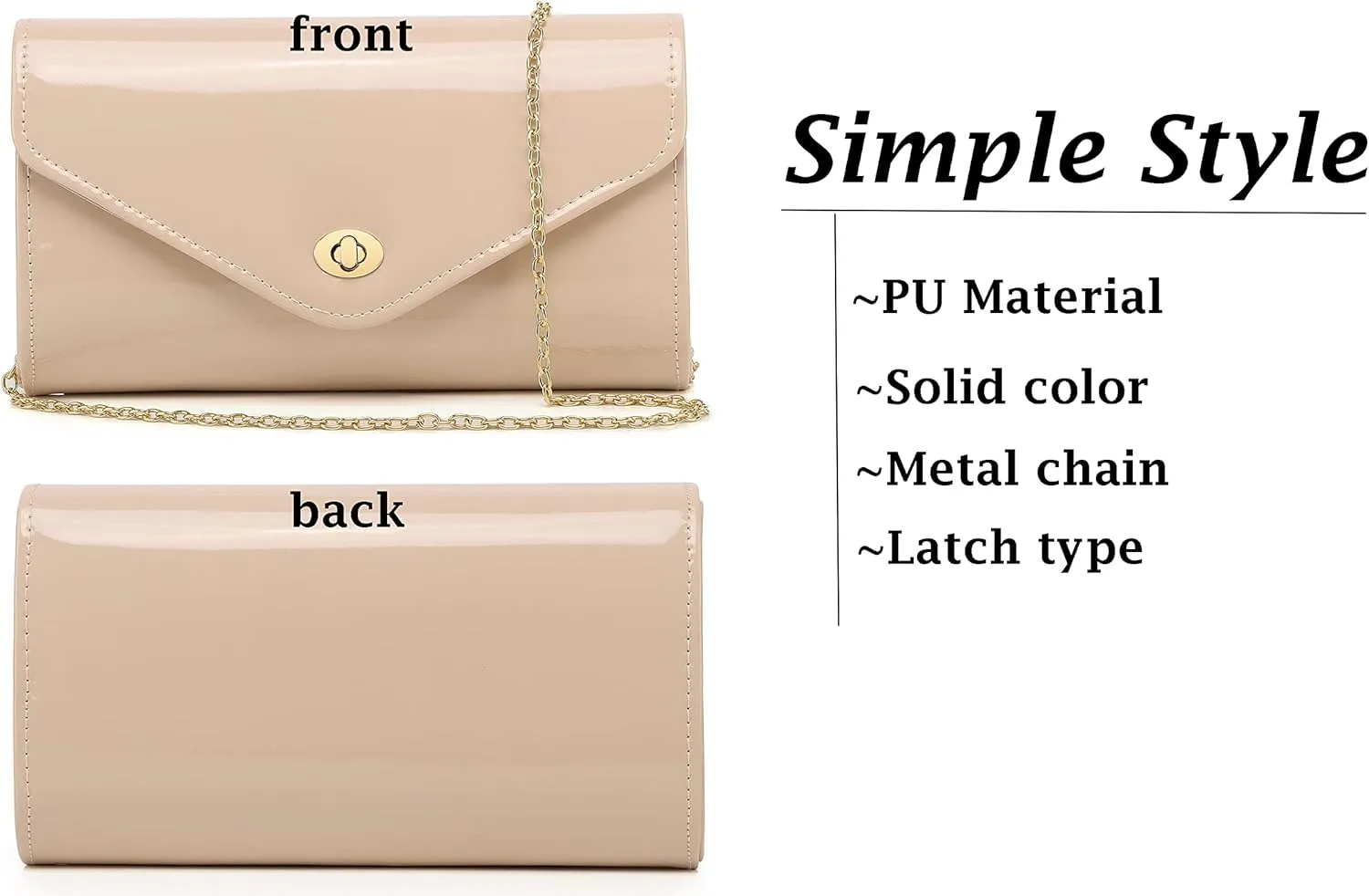 Patent leather envelope purse Shiny candy women's evening handbags for Concert Prom Party Present Handbag Purse